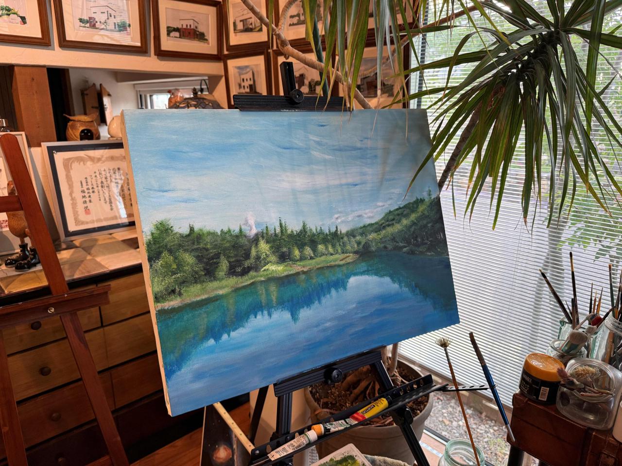 青い池製作途中